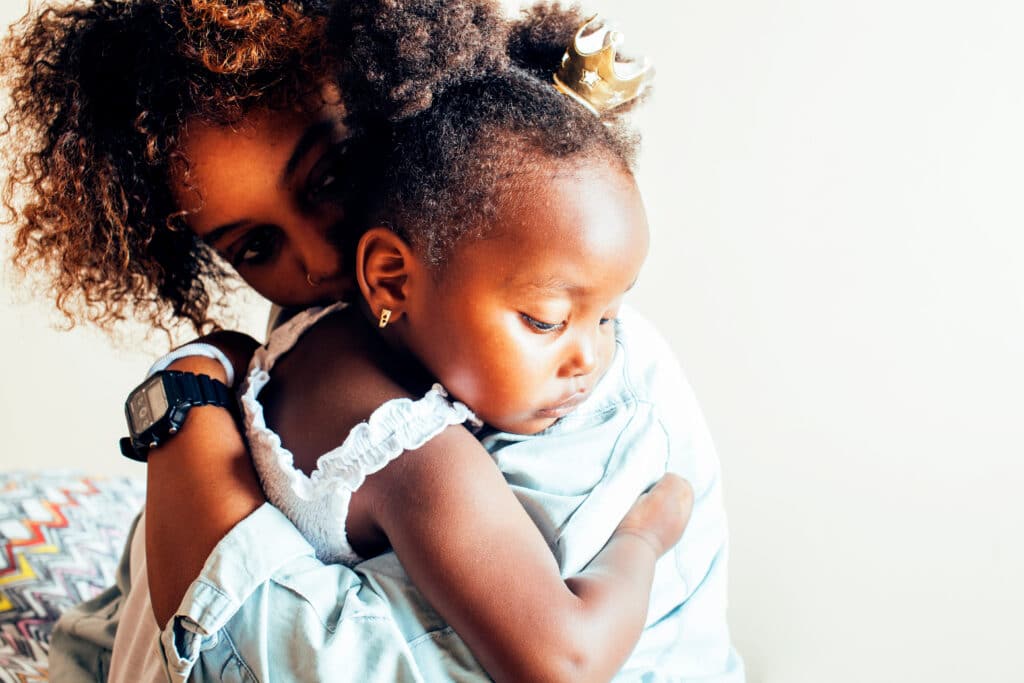 Woman holding baby